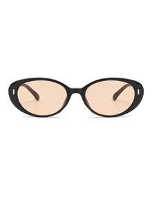 1 Pair Women's Personalized Oval Rivet Street Style Fashion Decorative Glasses - Glossy Black - View 3