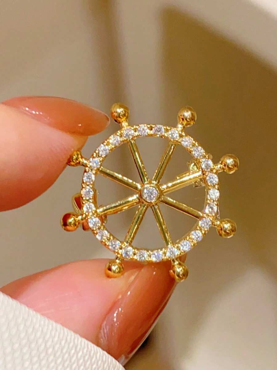 1件船舵胸針領飾針 個性化西裝禮服徽章 中性固定針 - 金色 - 查看 1