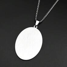 Arabic Letter Oval Pendant Necklace, Unisex, Stainless Steel Gold Color, Islamic Muslim Chain Jewelry - Necklace - View 5