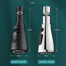Extensor de grifo de cocina a prueba de salpicaduras con cabezal de ducha universal, rotación universal, ahorrador de agua con aumento de presión, conjunto de doble función. - color plata - Ver 8