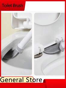 Soft Silicone Toilet Brush, Detachable Handle, Wall-Mounted Toilet Brush With Base, Bathroom Cleaning Tool - Wall-Mounted - View 2