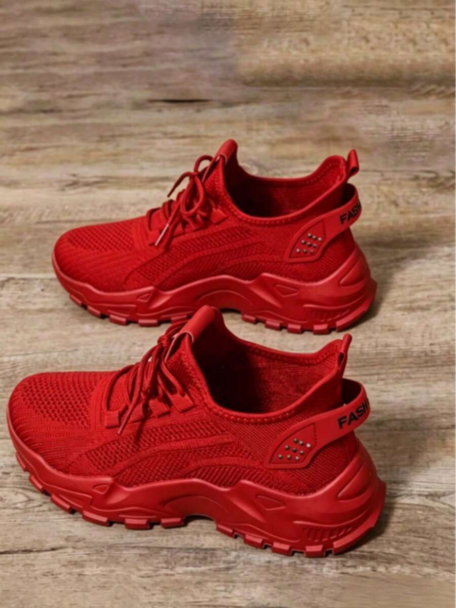 Women's Running Shoes Casual Breathable Sports Shoes Fashionable Lightweight Sneakers - 紅色 - 查看 1