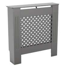 Home Discount Vida Designs Oxford Olive Grey Radiator Cover Heat Protection Adjustable Cross Pattern Design With Wooden Shelf Top Display Hallway MDF Cabinet Easy To Install - Olive Grey - View 8