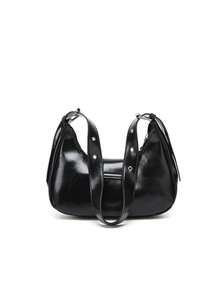 New Fashion Rivet Crescent Bag Commuter Versatile Shoulder Crossbody Women's Bag Retro Y2K Motorcycle Underarm Bag - Black - View 6