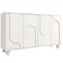 Sideboard (120*35*71cm), Storage Unit For Dining Room And Living Room, Sideboard With Storage Space, Anti-Tip, Modern, Sleek Design Sideboard With Adjustable Top, White (N620P240714W) - 白色 - 查看 11