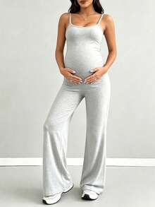 Parara Maternity Jumpsuit Backless High Stretch Jumpsuit, Comfortable And Fashionable Maternity Jumpsuit Summer - Grey - View 9
