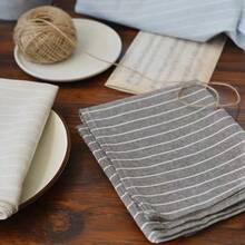 1/2/6pcs Ins Style Minimalist British Style Solid Color Fine Striped Fabric Placemats Napkins Decorative Pads For Kitchen Living Room, Suitable For Festivals And Weddings - Multicolor - View 3