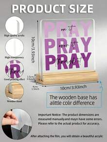 1件紫色「Prayer」壓克力桌面裝飾品附木製底座，透明式標牌，基督教聖經桌面裝飾，宗教禮品，適合房間裝飾、臥室裝飾、家居裝飾、老師禮物、聖誕節、萬聖節、生日禮物 - 紫色 - 查看 3
