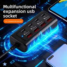1pc 25W Fast Charging Wall Charger Station 8-Port USB Hub (4 USB-A + 4 Type-C PD Ports) - Can Simultaneously Charge Tablets/Laptops/Smart Devices - 8-Port USB Fast Charging Hub (4 USB-A + 4 PD Ports) - 25W Power Delivery, Compact USB Power Expansion Dock For MacBook, PC, Tablets, Smartphones - Compatible With USB-C Devices, Durable White Design, Suitable For Home/Office Use, Multi-USB Hub, Device Charging Station - View 10