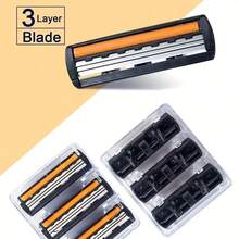 Maquinillas de afeitar manuales de 3 capas para hombres, maquinilla de afeitar clásica, hojas de repuesto con protector de piel, hojas de afeitar cómodas - Multicolor - Ver 3