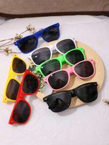 1/10/20 Pairs Black & White Rectangular Fashion Glasses, Customizable Temple, Decorative Lens Accessory For Party - Multicolor - View 3