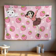 1pc,Large Wall Hanging - Featuring Bright Red Peaches And Character Designs, Perfect For Decorating Cafes, Studios, Or Lounges. Horizontal Orientation, No Electricity Required, Adorable Room Decor. - Multicolor - View 14