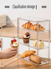 1pc Cake Storage Box, Kitchen Baking Bread Storage Container, Stackable Tea Cup & Water Cup Holder, Easy Access, Moisture-Proof & Pest-Proof, Suitable For Kitchen, Bakery, Coffee Shop - View 3
