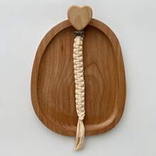 [Estilo de marco de madera con forma de corazón] 1 pieza Cadena de chupete de tela tejida a mano, opciones de varios colores, juguete mordedor de chupete con cordón anti-pérdida - Cadena para chupete con clip de madera en forma de corazón - Ver 12