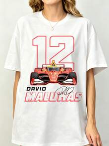 Davids Malukass 12 IndyCar Shirt Team Penske Racing Tee Motorsport Graphic T-Shirt F1 Racing White Unisex Shirt - 白色 - 查看 1
