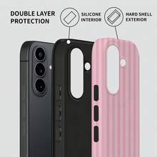 Phone Case - Phone Case:  Pink Vertical Stripe Film 2-In-1 Phone Case, Suitable For Samsung Galaxy S26 S25 S24 S23 S22 S21 S21+ S21 Ultra Plus FE Edge S20 A15 A16 A17 A23 A32 A34 A35 A36 A52 A53 A54 A55 A56, Full-Coverage Drop-Proof - White - View 5