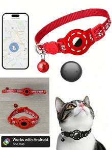 1pc Adjustable Reflective Cat Collar, Pet Cat Locator Collar Compatible With Apple Find My And Android Trackers, 7-9 Inch Animal Print Design, Detachable Collar For Cats - Multicolor - View 19