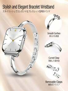 Huastonband 女款金屬金色夏季海灘飾品 精緻優雅鏈條手鍊手環 適用於 錶帶 38/40/41/42/44/45/46/49mm 兼容 Ultra/SE/11/10/9/8/7/6/5/4/3/2/1 型號 智慧手錶配件 青年時尚可愛金屬腕帶⊕ 可調節式正式錶帶 表面印花 節日禮物 - 42/44/45/46/49mm - 查看 9