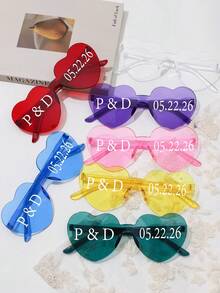 Heart Shape Fashion Glasses Bulk Pack Party Fashion Glasses For Bridesmaid Bachelorette Wedding Party Beach Accessories, Custom Name Personalized Fashion Glasses - Multicolor - View 4