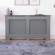 Home Discount Vida Designs Oxford Olive Grey Radiator Cover Heat Protection Adjustable Cross Pattern Design With Wooden Shelf Top Display Hallway MDF Cabinet Easy To Install - Olive Grey - View 6