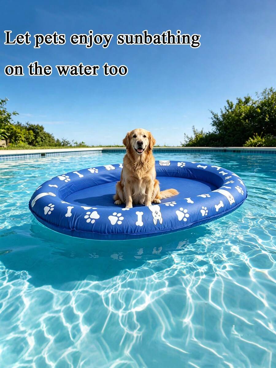 Pet Soft Dog Float Raft - Summer Inflatable Dog Swimming Float Bed, Pet Cooling Mat, Pet Water Pool Floating Raft, PVC Material, Washable And Durable Mat, Suitable For Indoor, Outdoor Lawn, Swimming Pool And Other Multiple Locations, Suitable For All Dog Breeds - Multicolor - View 1
