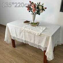 1pc Lace Tablecloth European Ins Style Luxury Rectangular Table Cloth Premium White Dining Table Cloth Coffee Table Cover, Suitable For Wedding Valentine's Day And Home Decor - White - View 10
