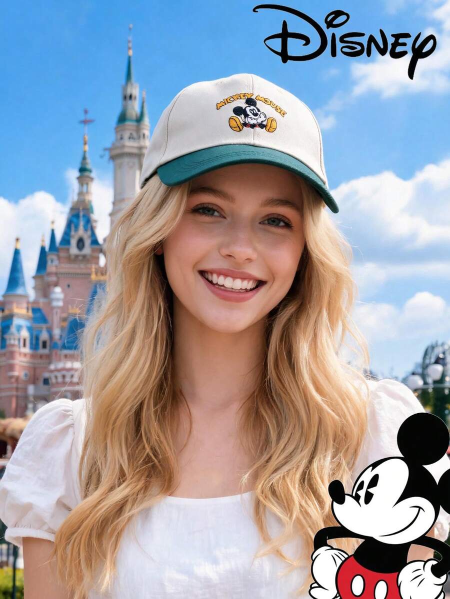 1pc Disney Officially Licensed Genuine Micky Mouse Embroidery Baseball Cap, Adjustable Casual Hat Travel, Beach, Y2K Style Cartoon Back To School Hat - Multicolor - View 1