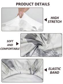 1pc Grey Leaf Print Sofa Seat Cushion Cover, Elastic Removable Easy To Clean, Multiple Sizes Available, Suitable For Living Room, Hotel, Homestay And Other Places Decoration, Half-Cover Sofa Seat Cushion Cover - Multicolor - View 4