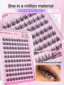 MEM 100Pcs Glueless Self-Adhesive D Curl Manga Cluster Lash Kit, 8-16mm Mixed Length Soft Natural No-Glue DIY Lash Extensions, Ideal For Daily, Wedding, Date & Party Makeup - D - View 3