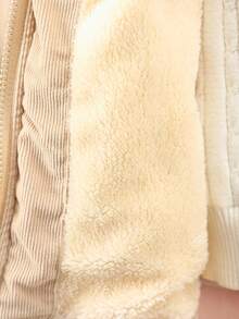 Tween Girls' Casual Autumn/Winter Corduroy Jacket With Fuzzy Lining, Khaki - Khaki - View 4