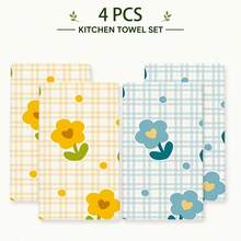 2/4/6pcs Set, Dish Towel, Vintage Floral Pattern Printed Towel, Microfiber Absorbent Cloth, Cooking And Baking Tea Towel, Dish Cloth, Cleaning Towel, Hand Towel, Tea Towel, Super Soft And Highly Absorbent, Kitchen Decor, Kitchen Accessories, Daily Necessities, Life Essentials. - Multicolor - View 15