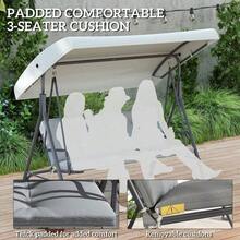 3 Seater Garden Swing Chair, Patio Rocking Bench With Tilting Canopy, Removable Cushion - Brown - View 7