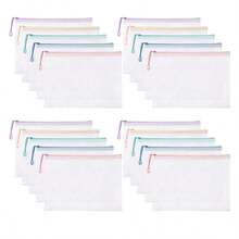10pcs A4 Zippered Document Bags, Transparent Waterproof Storage Pouches For Papers, Books & Exams, Pastel Colors , Ideal For School, Office & Classroom Organization, Office & School Supplies - Multicolor - View 12