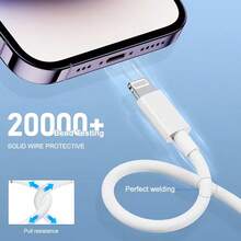 Lightning Fast Charging Cable, Type-C Lightning Fast Charging, High-Density PD Lightning Fast Charging, Compatible With IPhone 14/13/12/11 Series, Lightning Data Cable, USB Data Sync Charging Cable For IPhone 14, 13, 12, 11 Pro Max, SE, X, 8, 7, 6 Models - White - View 9