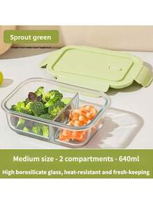 2pcs Rectangle High Borosilicate Glass Food Storage Container, Microwave Freezer Oven Dishwasher , Stackable Portable Meal Prep Lunch Box For Kitchen Refrigerator, Office Work Lunch, Outdoor Picnic & Camping, Family Daily Food Preservation - Green - View 17