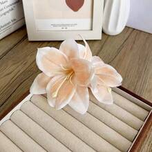 1件甜美優雅波希米亞風人造花髮夾，紅色復古百合花髮夾，時尚百搭側戴人造花頭飾，度假風情人節髮飾 - 彩色 - 查看 12