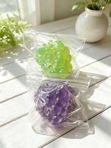 2pcs High Transparency Crystal Grape Soft Squeeze Toys, Transparent Crystal Grape Soft Stress Relief Office Desk Decor, Suitable For Teenagers - Multicolor - View 6