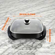 Multifunctional Household Non-Stick Electric Frying Pan, Visible Glass Cover, Adjustable Temperature Control. Suitable For Frying, Frying, Frying, Steaming, Boiling, Etc. Portable And Easy To Clean, Suitable For Holidays And Christmas Gifts. - US A Type Plug(110-127V) - View 10
