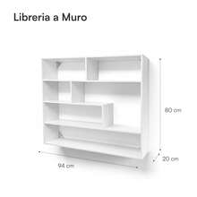 Baroni Home Modernes Bücherregal, vertikales Zickzack-Regal, Bücherständer für Wohnzimmer, Schlafzimmer, Büro, einfache Montage, 19,5 x 94 x 80 cm, 4 Ebenen, Weiß - 4 Stufen - Übersicht 2