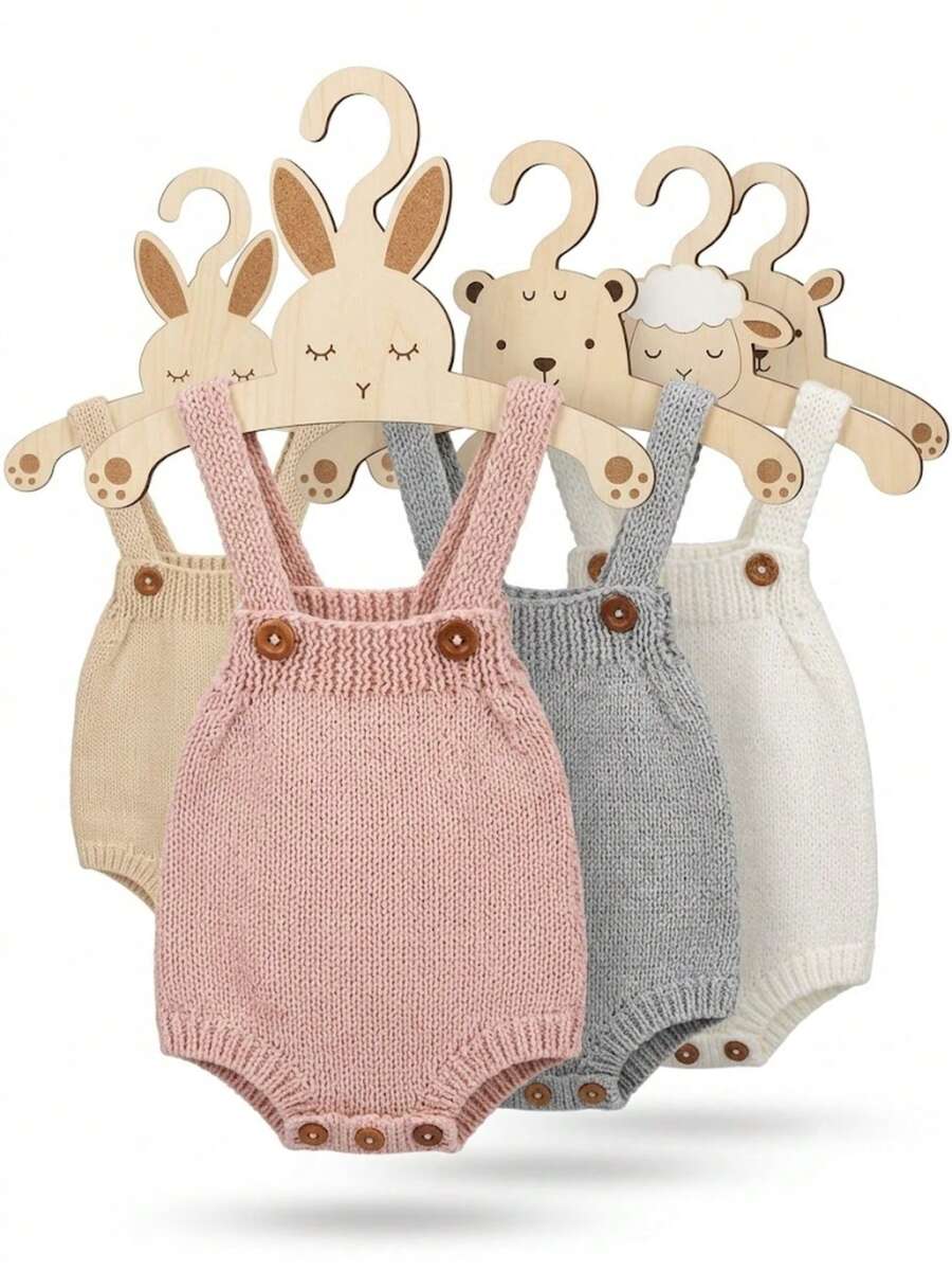 5 Stücke Cartoon Tier-förmige Holz Kinderbügel, kreative Holz Baby Bügel, süße Baby Zimmer DIY Dekor Accessoires, Kinderschrank Aufbewahrungsbügel, geeignet für Baby- und Kleinkindkleidung - Verschiedenfarbig - Übersicht 1