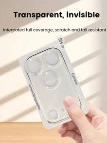 1pc Glitter Phone Camera Lens Protector, Lens Sticker, With Flash Lens Film, Compatible With Apple 17, 17Pro, 17Air, 17Pro Max, 16, 15, 14, 13, 12, 11 Pro Max Plus Mini - Silver - View 3
