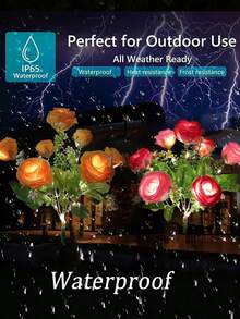 New Solar Powered Rose Flower Light, Outdoor Waterproof LED Ground Insert Lawn Lamp For Garden Decoration, 2 Styles Available, 1pc - Multicolor - View 8