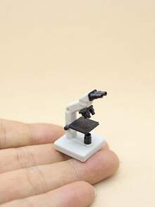Adorno de microscopio binocular de simulación de casa modelo, accesorio decorativo de laboratorio de ciencia en miniatura, pequeña figura creativa de escritorio - modelo de microscopio - Ver 6