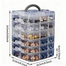 Large 5/6-Layer Transparent Storage Box With Lid And Handle, Suitable For Storing Jewelry And Valuable Items. Transparent Tool Storage Box, Home Screw, Wrench, Hardware Accessories Sorting Storage Box, With Snap Closure Design, Removable Grid, Also Suitable For Storing Sewing Supplies, Accessories And Office Supplies. - Multicolor - View 9