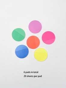 6 sets de notas adhesivas redondas transparentes, clips de página semitransparentes, pegatinas, accesorios para planificador, vuelta al colegio - Multicolor - Ver 9