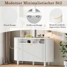 MDF Sideboard / Sideboard In Modern Nordic Style / Entrance Area Design / Versatile Storage Space / Adjustable Feet / Suitable For The Entrance Area, Hallway And Living Room / White - White - View 5