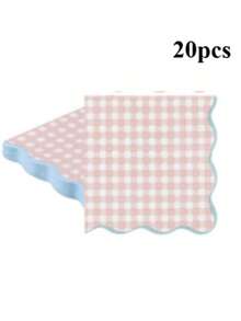 20/60/80/100pcs Disposable Pastel Gingham Napkins 4 Colors Pastel Scalloped Edge Tissue Thick 2-Ply Paper Disposable Gingham Napkins For Party Dinner Birthday Celebrations 5 X 5 Inches - View 14