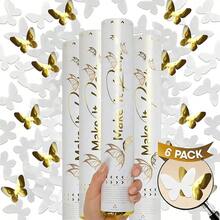 6pzs Cañones Confeti Diseño Mariposas Doradas Blancas - 1 - Ver 1