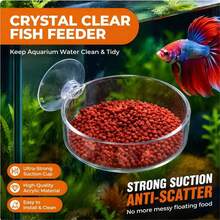 60mm Transparent Round Fish & Shrimp Feeding Dish (Non-Glass Material, With Suction Cup, Prevents Food Spillage) - Multicolor - View 1