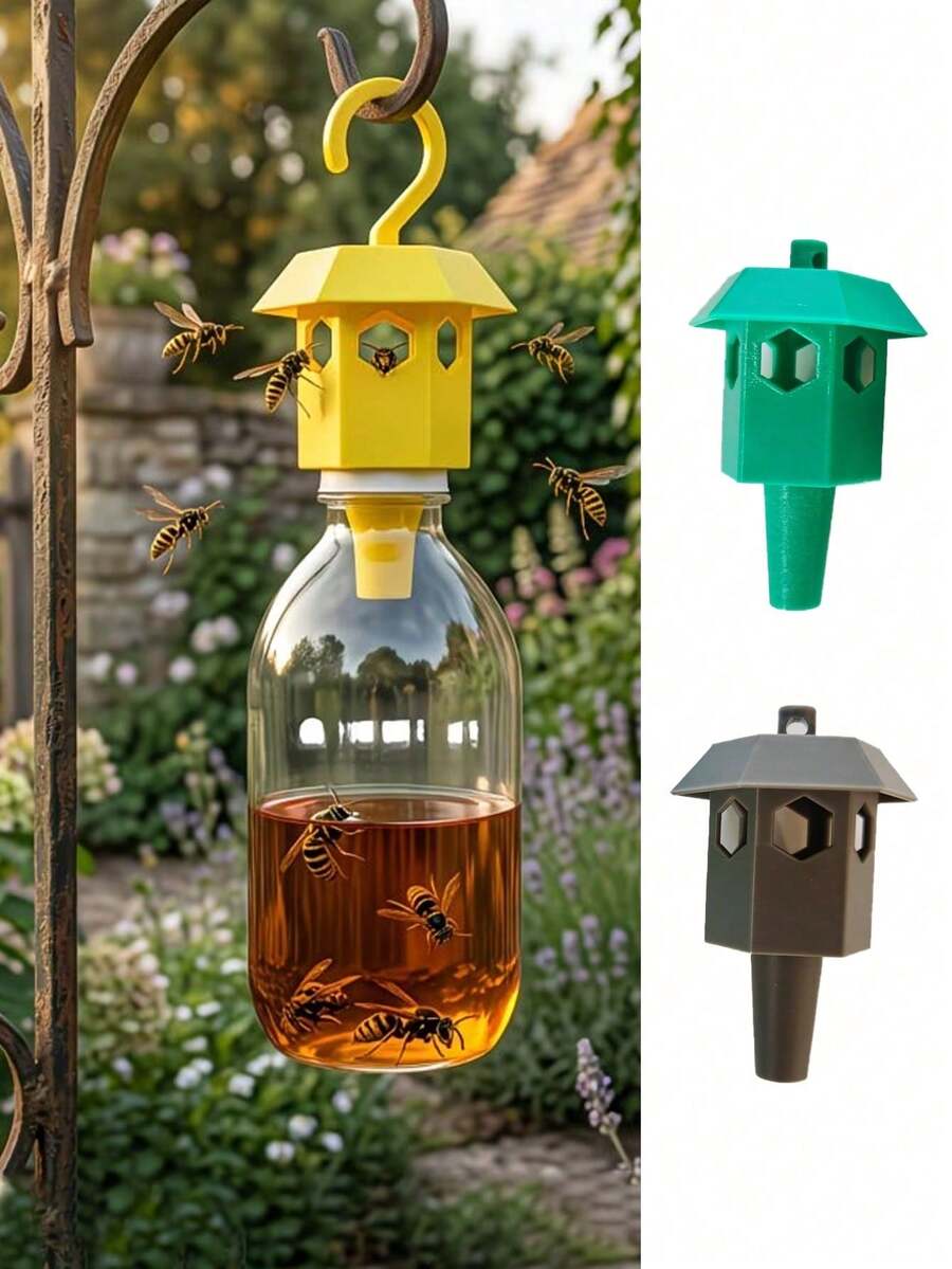 Lantern-Shaped Wasp Trap, Hanging Wasp Repellent Trap, Outdoor Wasp And Hornet Trap, Outdoor Yard Bee And Wasp Protection, Yard Wasp Control Tool, Hook-Style Wasp Trap - A - View 1